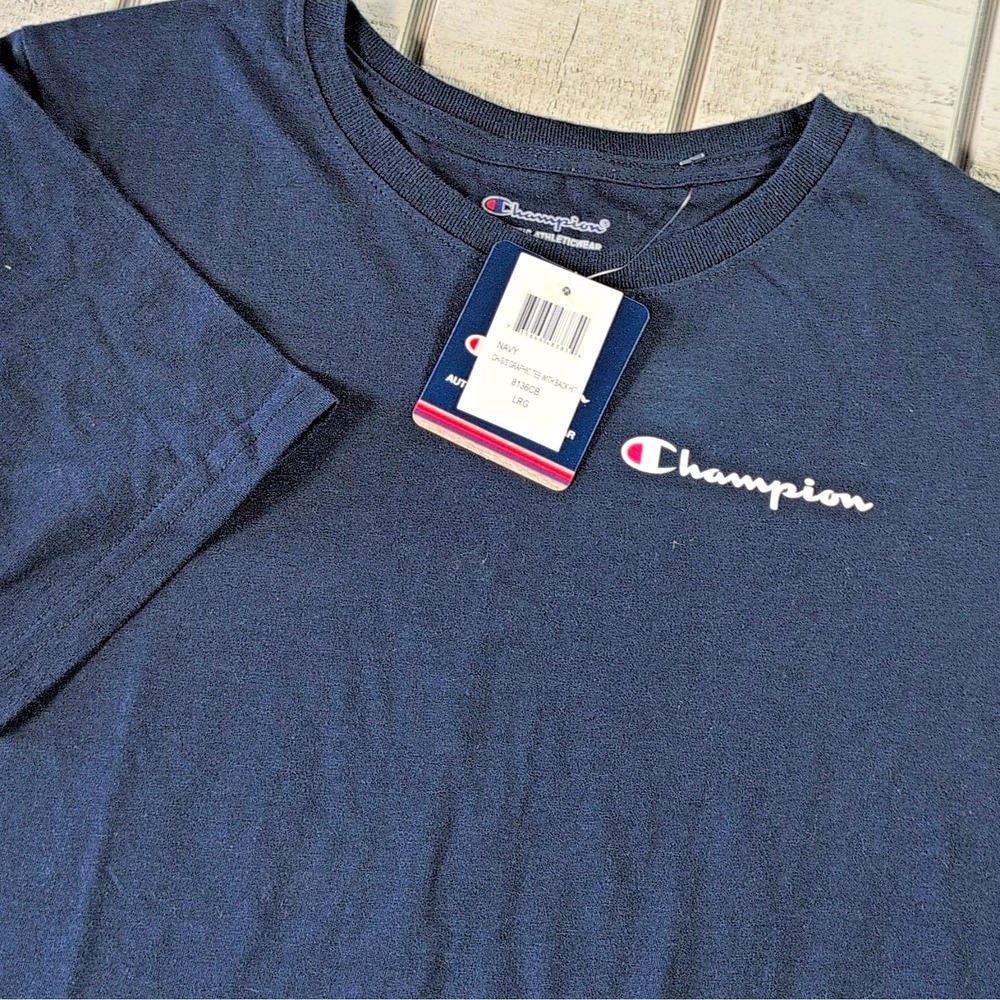 Champion Boys Summer Shirt Kids Size Large Blue Gold Cotton Active T-Shirt - New
